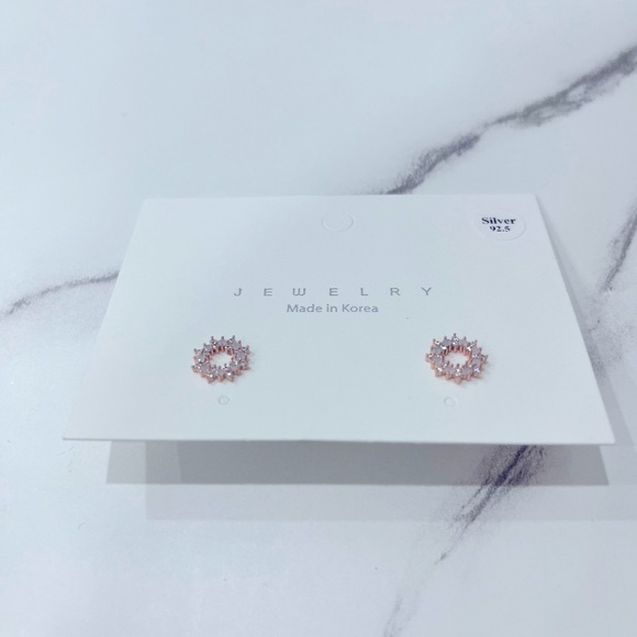 Rose Gold Diamonds Earrings-Sterling Silver - Picture 2 of 3